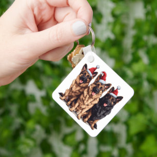 Kerst Duitse Herder Kersthonden Sleutelhanger