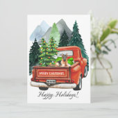 Kerst Duitse Herdershond & Oude Truck Kunst Feestdagenkaart (Staand voorkant)