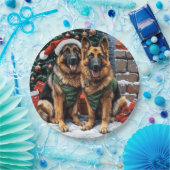 Kerst Duitse herdershonden Papieren Bordje (Feest)