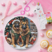 Kerst Duitse herdershonden Papieren Bordje (Feest)