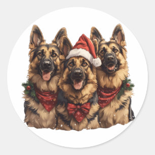 Kerst Duitse herdershonden Ronde Sticker