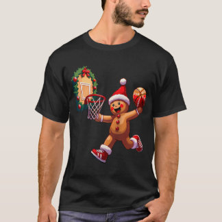 Kerst Dunking Gingerbread Man Basketbal Dunk T-shirt
