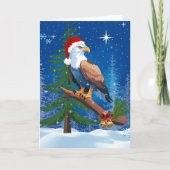Kerst Eagle met Santa Hat Snowy Scene Kaart (Voorkant)