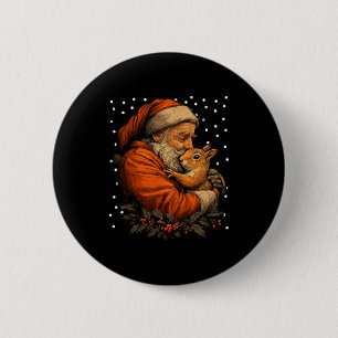 Kerst eekhoorn en kerstman bosdier W Ronde Button 5,7 Cm