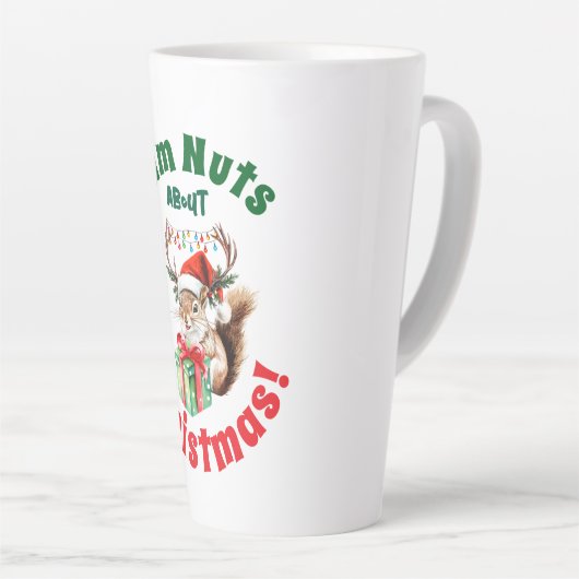 Kerst Eekhoorn & gewei & geschenkdoos Latte Mok (Rechterhoek)