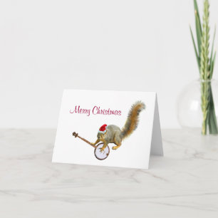 Kerst Eekhoorn met Banjo Feestdagen Kaart