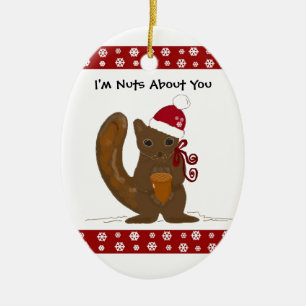 Kerst eekhoorn met leuke spreuk keramisch ornament