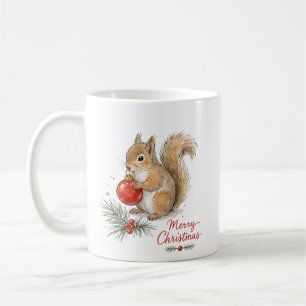 Kerst eekhoorn met rode ornament koffiemok
