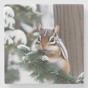 Kerst Eekhoorn Stenen Onderzetter