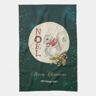 Kerst-eekhoorn uit de oude doos, Sneeuwvlokken Theedoek