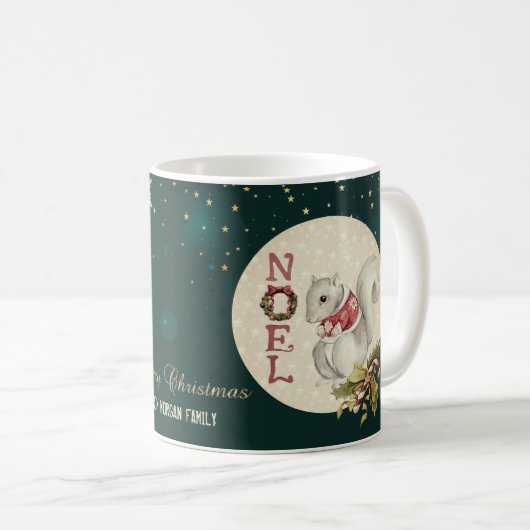 Kerst-eekhoorn uit grootmoeders tijd, Sneeuwvlokke Koffiemok (Voorkant rechts)