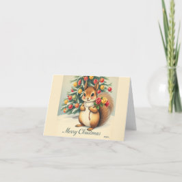 Kerst Eekhoorn Wenskaart - Blank Inside Feestdagen Kaart