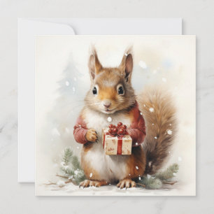Kerst Eekhoorn Wenskaart Feestdagenkaart