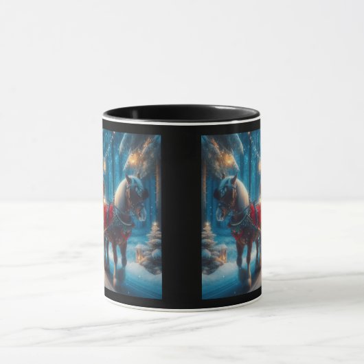 Kerst Een paard en Carragie rijden Mok (Midden)