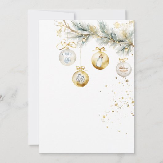 Kerst Een vrolijk klein Baby showers glazen bubbel Kaart (Achterkant)