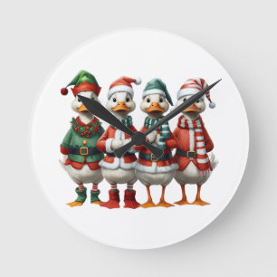 Kerst Eend Familie Feestelijke Vakantie Decor Ronde Klok