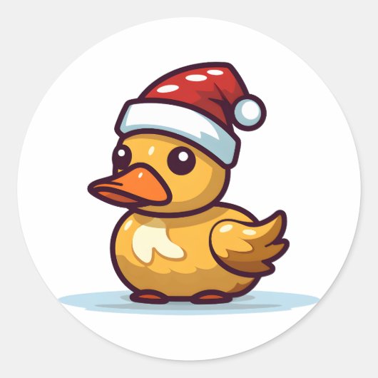 Kerst Eend in Santa hoed Ronde Sticker (Voorkant)