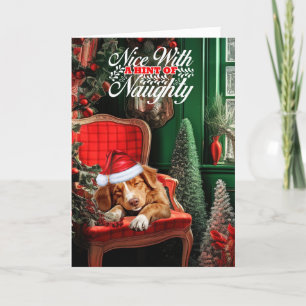 Kerst Eend Tolling Retriever Ondeugend of Mooi Feestdagen Kaart
