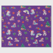 Kerst Eenhoorn Santa Wrapping Papier Kinder Meisje (Vlak)