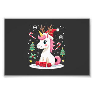 Kerst eenhoorn Schattig Magisch Kerstmis Peuter Me Foto Afdruk