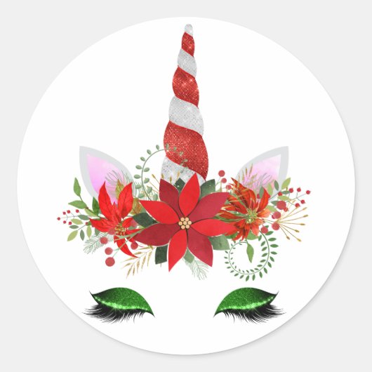 Kerst Eenhoorn Stickers (Voorkant)