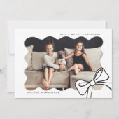 Kerst Eenvoudige Boog Zwart-wit Foto Feestdagenkaart (Voorkant)