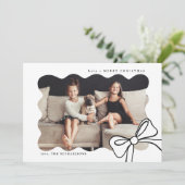 Kerst Eenvoudige Boog Zwart-wit Foto Feestdagenkaart (Staand voorkant)