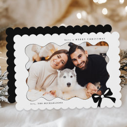 Kerst Eenvoudige Boog Zwart-wit Foto Feestdagenkaart