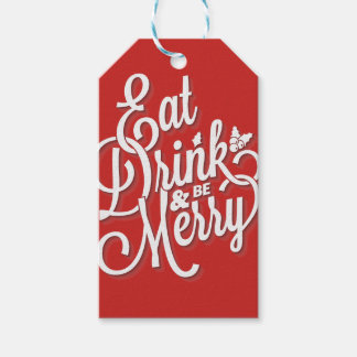 Kerst "eet drink en wees vrolijk" cadeaulabel