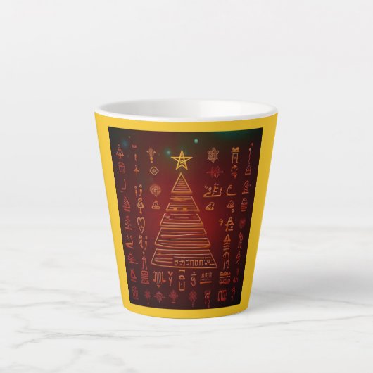 Kerst Egyptische hiërogliefen 1 Latte Mok (Voorkant)