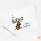 Kerst-Eland Cadeau Tag Sticker (Envelop)