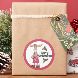 Kerst-Eland in Pyjama met Cacao Ronde Sticker