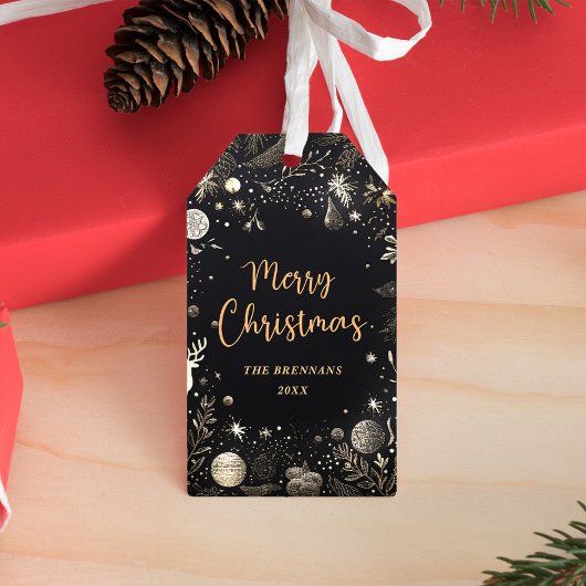 Kerst Elegant Goud Feestelijke Vrolijk Cadeaulabel