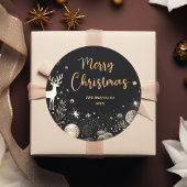 Kerst Elegant Goud Merry Ronde Sticker