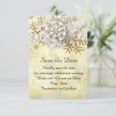 Kerst Elegant Goud Sneeuwvlokken Save the date (Staand voorkant)