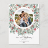 Kerst Elegant & Rustiek Botanisch Lijst Holi Feestdagenkaart (Voorkant)