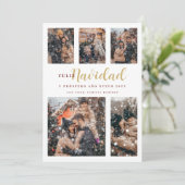 Kerst Elegant Spaans 6 Multi foto's Collage Feestdagenkaart (Staand voorkant)