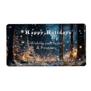 Kerst  Elegant Winter Festieve Bos Etiket