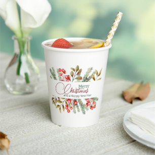 Kerst Elegante Aquarel Papieren Bekers