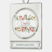 Kerst Elegante Aquarel Verzilverd Banner Ornament (Links)