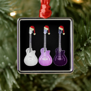Kerst elektrische gitaren roze metalen ornament