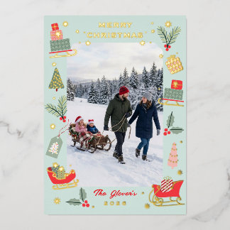 Kerst Elementen Minty Folie Feestdagenkaart