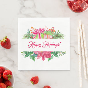 Kerst Elementen Prettige Feestdagen Servet