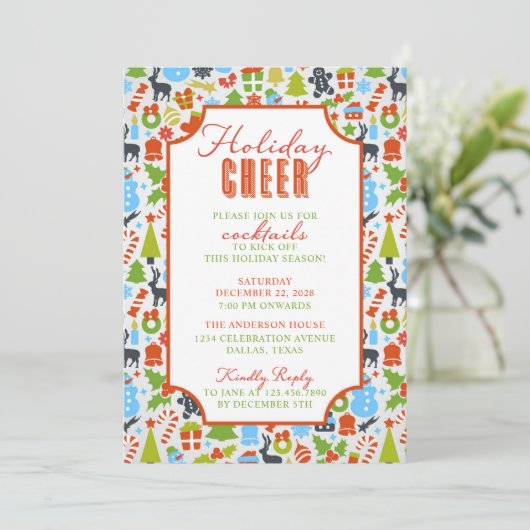 Kerst Elementen Typografie Vakantie Cheer Party Kaart (Staand voorkant)