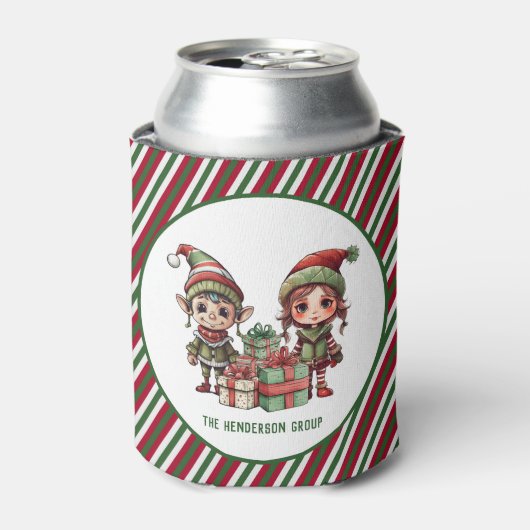 Kerst Elf aangepaste naam vakantie Blikjeskoeler (Blikje Voorkant)