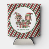 Kerst Elf aangepaste naam vakantie Blikjeskoeler (Voorkant)