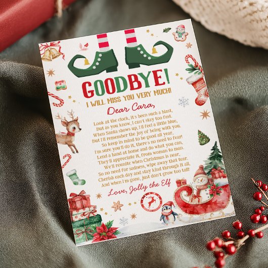 Kerst Elf Afscheidsbrief Kaart