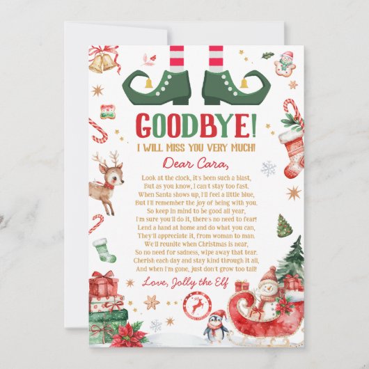 Kerst Elf Afscheidsbrief Kaart (Voorkant)