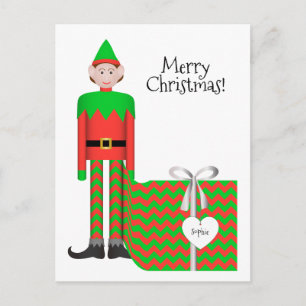 Kerst Elf Briefkaart - Chevron Cadeaupakket