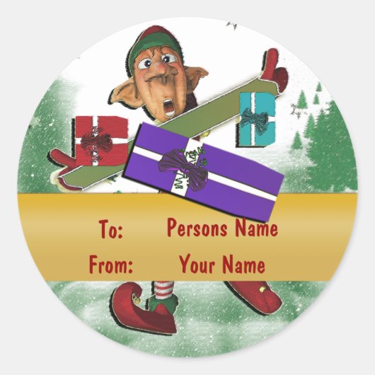 Kerst elf cadeau label schattig (Voorkant)